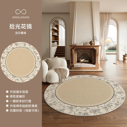 Medieval Style Round Light Luxury Washable Area Rug