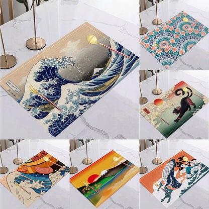Japanese Ukiyo-e Linen Non-Slip Placemat