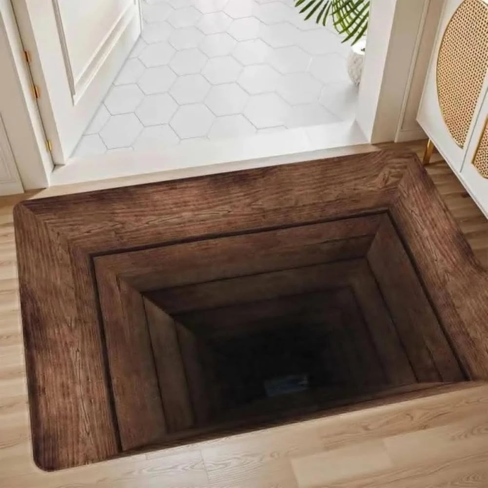 3D Brick Hole Illusion Doormat