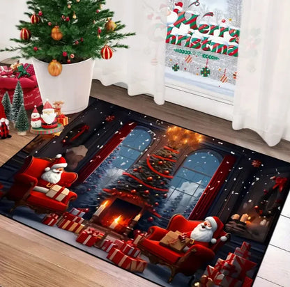 Santa Claus Merry Christmas printed door mat