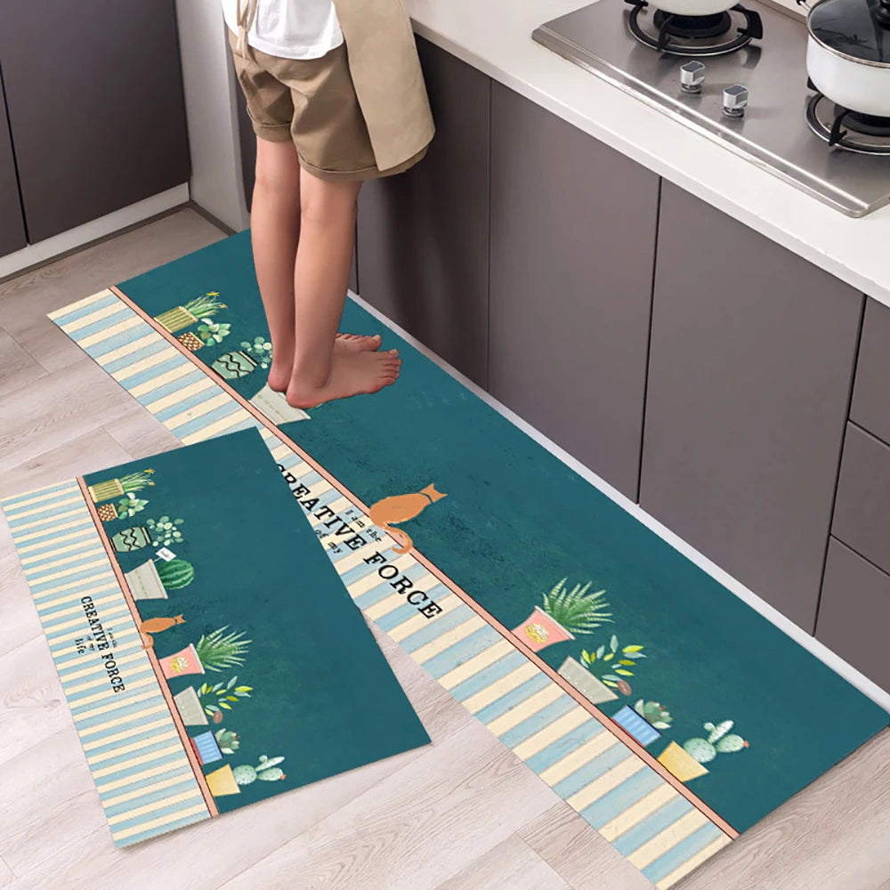Non-Slip Kitchen Mat Long Crystal Velvet Rug Absorbent Foot Mat Bedroom Living Room Doormat Small Carpet Home Decor