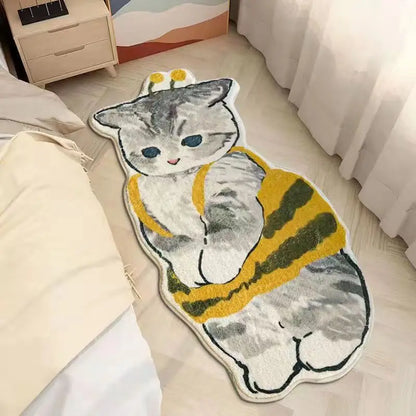 Faux Cashmere Cartoon Pet Rug Non-Slip Washable Bedroom Mat