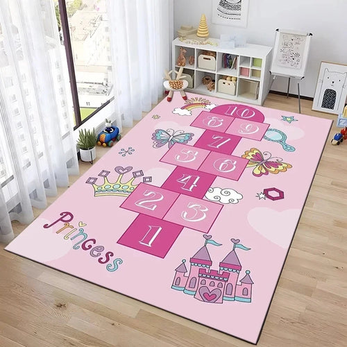 Hopscotch Cartoon Kids Game Rug
