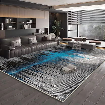 Modern Simple Blue Black Non-Slip Washable Area Rug