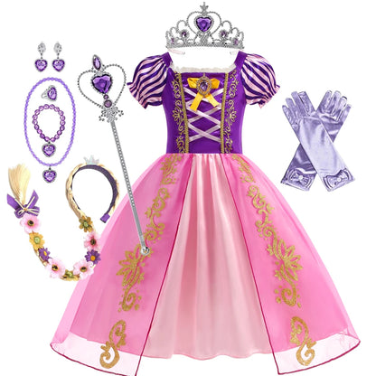 Rapunzel Tangled Princess Costume Dress For Girls