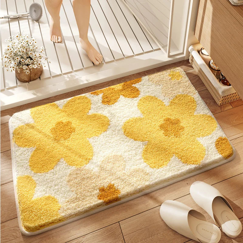 Small Fresh Bathroom Absorbent Imitation Cashmere Non-Slip Quick-Dry Floor Mat