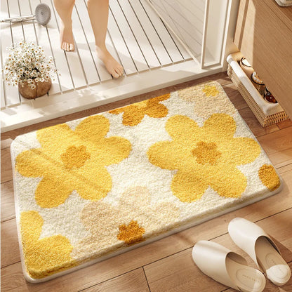 Small Fresh Bathroom Absorbent Imitation Cashmere Non-Slip Quick-Dry Floor Mat