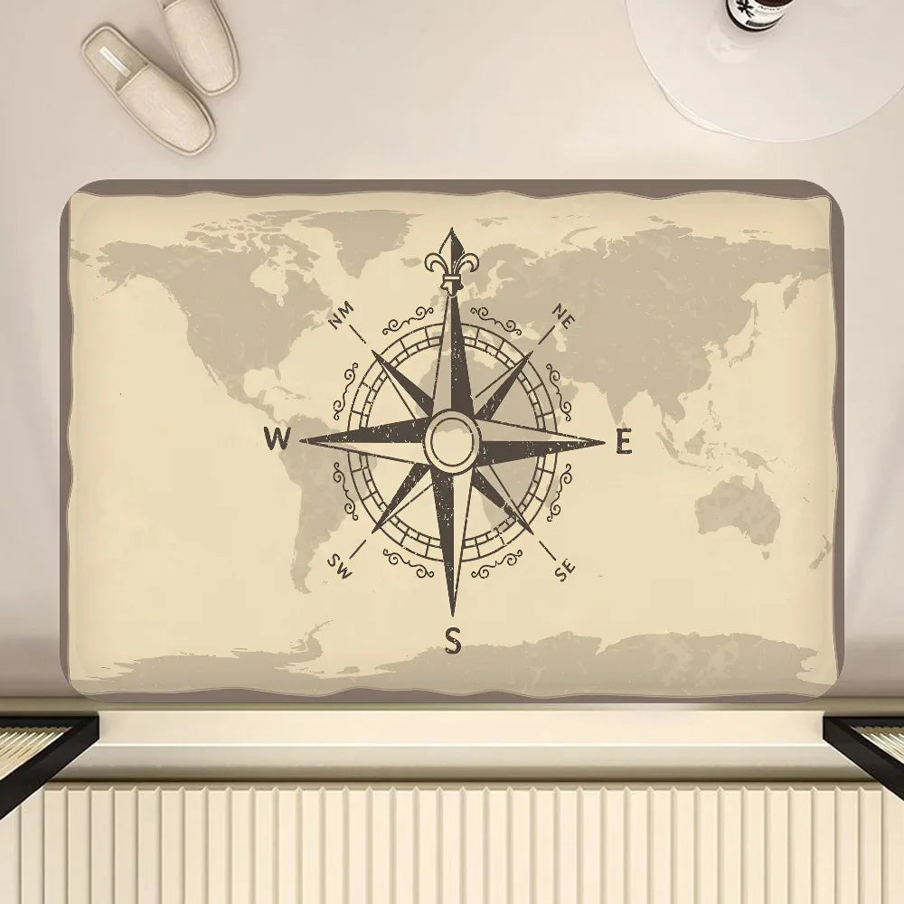 Nautical Compass Non-Slip Area Rug