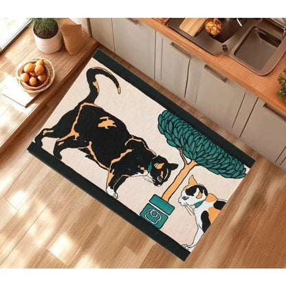 VIKAMA Vintage Black Cat Welcome Mat