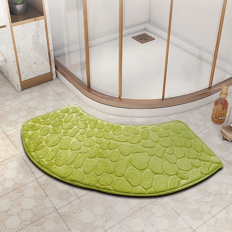3D Cobblestone Velvet Bath Mat Non-Slip Absorbent Quick-Dry Washable Bathroom Door Rug