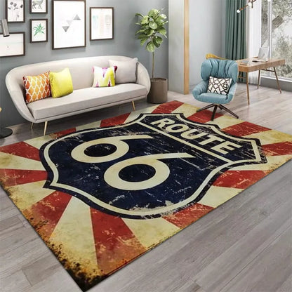 Motorcycle Pattern Indoor Outdoor Area Rug