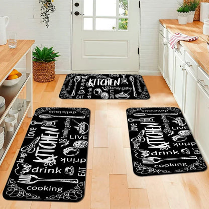 VIKAMA Crystal Pile Non-Slip Washable Kitchen Bathroom Rug Absorbent Floor Mat Home Decor