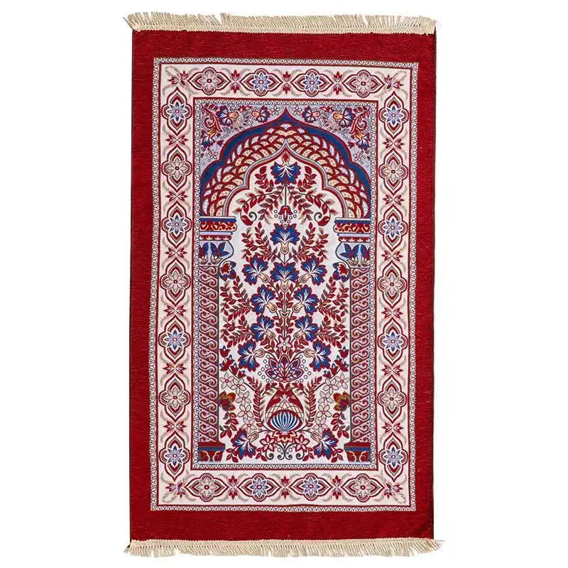 Portable cotton Muslim prayer rug for travel