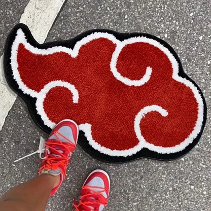 VIKAMA Cartoon Red Cloud Faux Cashmere Non-Slip Door Mat Kitchen Bathroom Bedroom Carpet