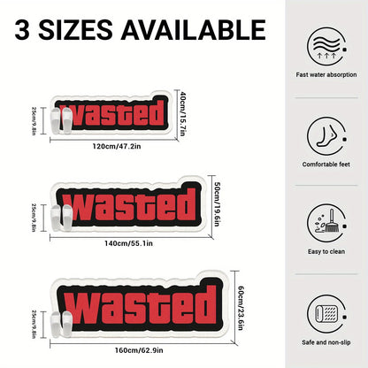 VIKAMA “WASTED” Red Print Non-Slip Floor Mat