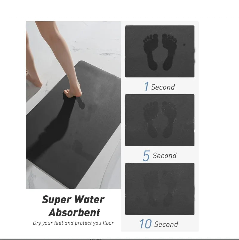 VIKAMA Semi-Circular Diatomite Bathroom Floor Mat Absorbent Non-Slip Entrance Door Mat