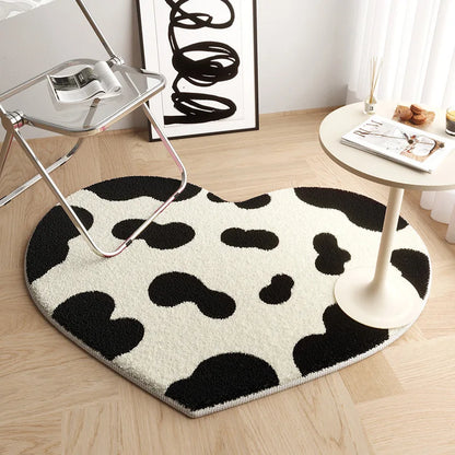 VIKAMA Cute Imitation Cashmere Love Carpet Non-Slip Dirt-Resistant Living Room Bedroom Bedside Floor Mat
