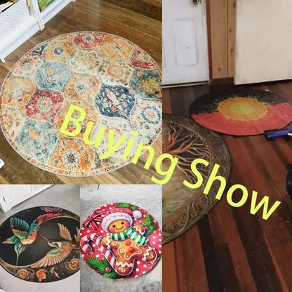 Golden Glow 3D Illusion Christmas Rug Pit Hole Carpet Cozy Holiday Decor Non-Slip Floor Mat Xmas Gift Home Decoration