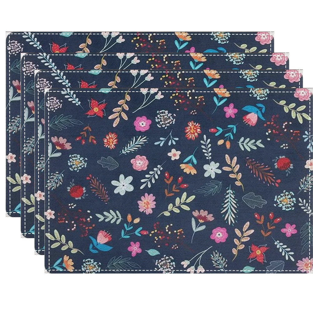 Watercolor Floral Linen Placemat Set