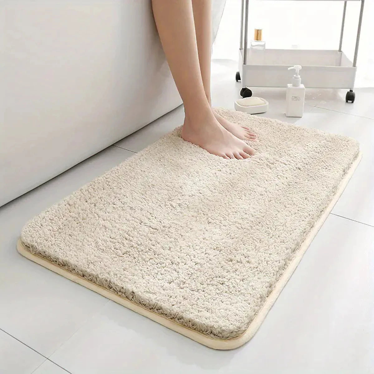 Water Absorbent Non-Slip Thickened Bathroom Carpet Long Hair Machine Washable Toilet Floor Mat