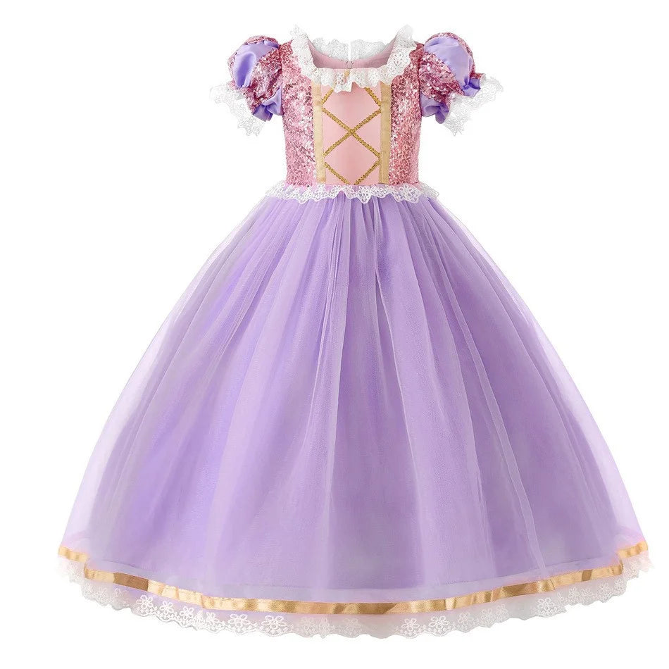 Disney Rapunzel Purple Puffy Dress With Accessories For Girls