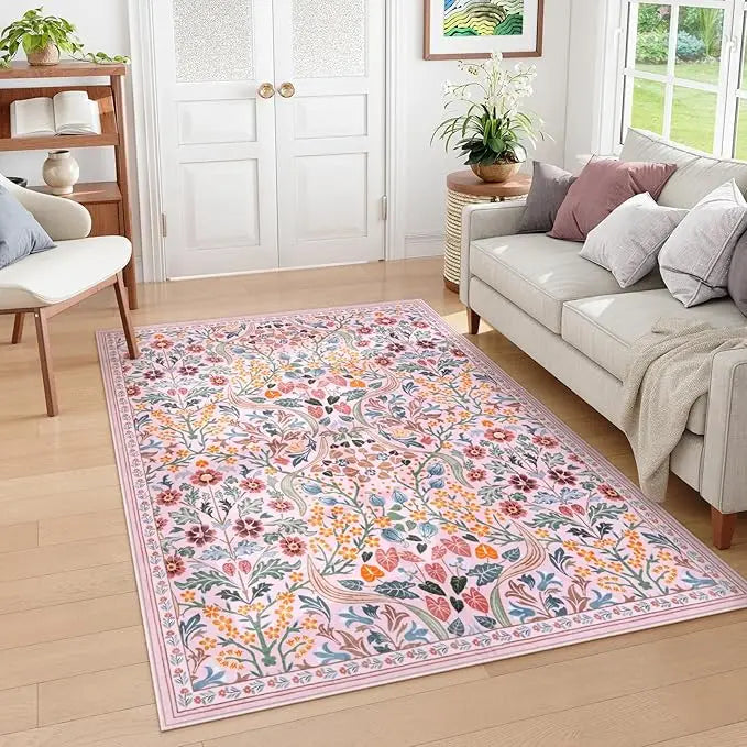 Floral vine pattern soft floor rug