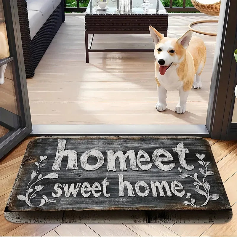 Home Sweet Home Pattern Door Mat Crystal Velvet Absorbent Non-Slip Floor Rug Entrance Bathroom Home Decor