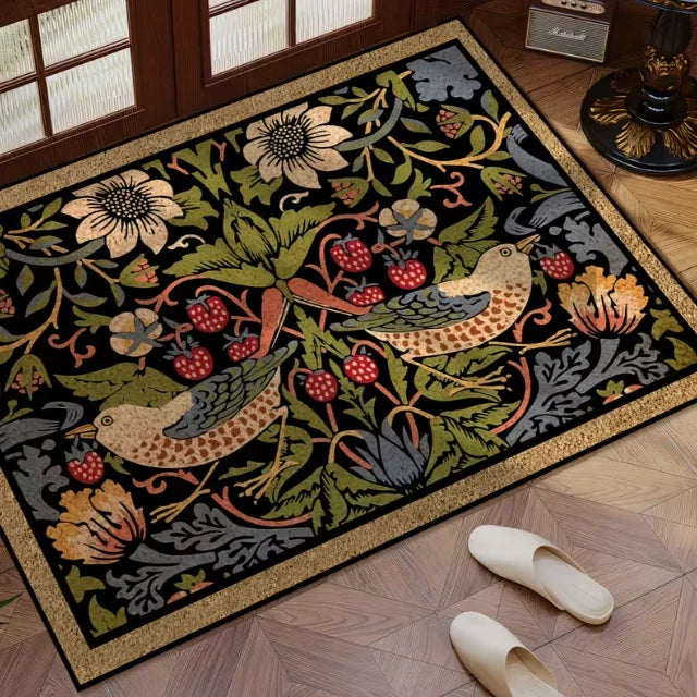 Floral bird welcome decorative door mat