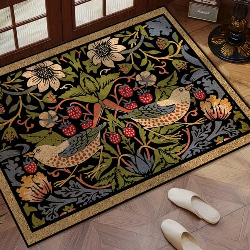Floral bird welcome decorative door mat