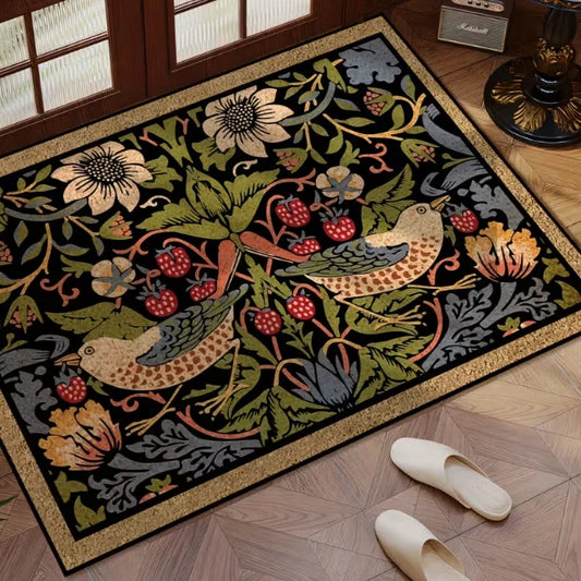 Floral bird welcome decorative door mat