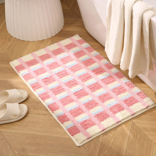 Bathroom Door Mat Absorbent Quick-Dry Foot Rug Non-Slip Toilet Bedroom Dopamine Imitation Cashmere Carpet Home Decor