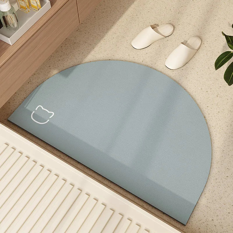 VIKAMA Semi-Circular Diatomite Bathroom Floor Mat Absorbent Non-Slip Entrance Door Mat