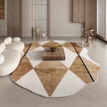 American Retro Brown Irregular Plush Area Rug