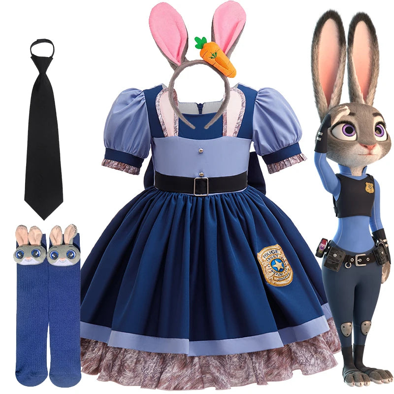 Zootopia Judy Bunny Police Officer Costume Dress For Girls