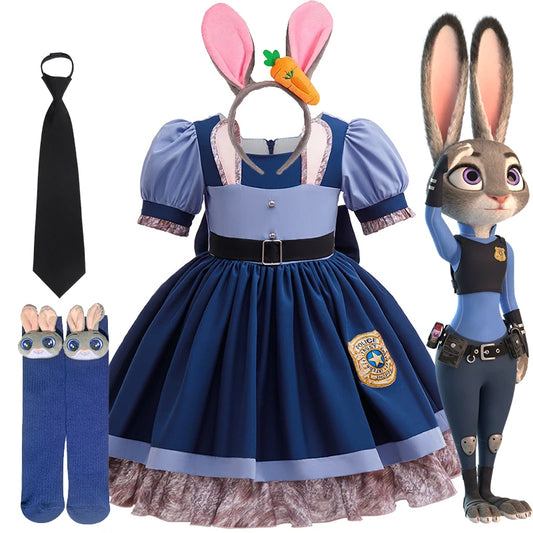 Zootopia Judy Bunny Police Officer Costume Dress For Girls