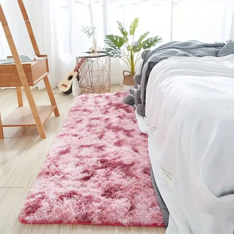 VIKAMA 40x120cm Gradient Tie-Dye Plush Carpet Soft Shaggy Bedroom Living Room Floor Mat