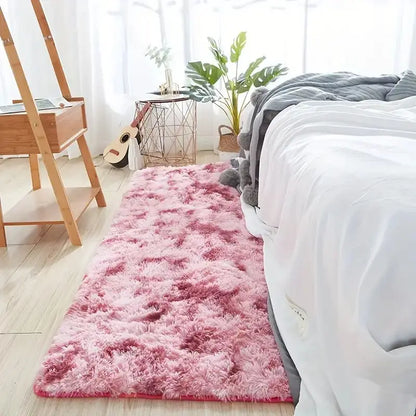 VIKAMA 40x120cm Gradient Tie-Dye Plush Carpet Soft Shaggy Bedroom Living Room Floor Mat