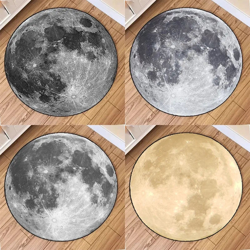 Moon print round non-slip area rug