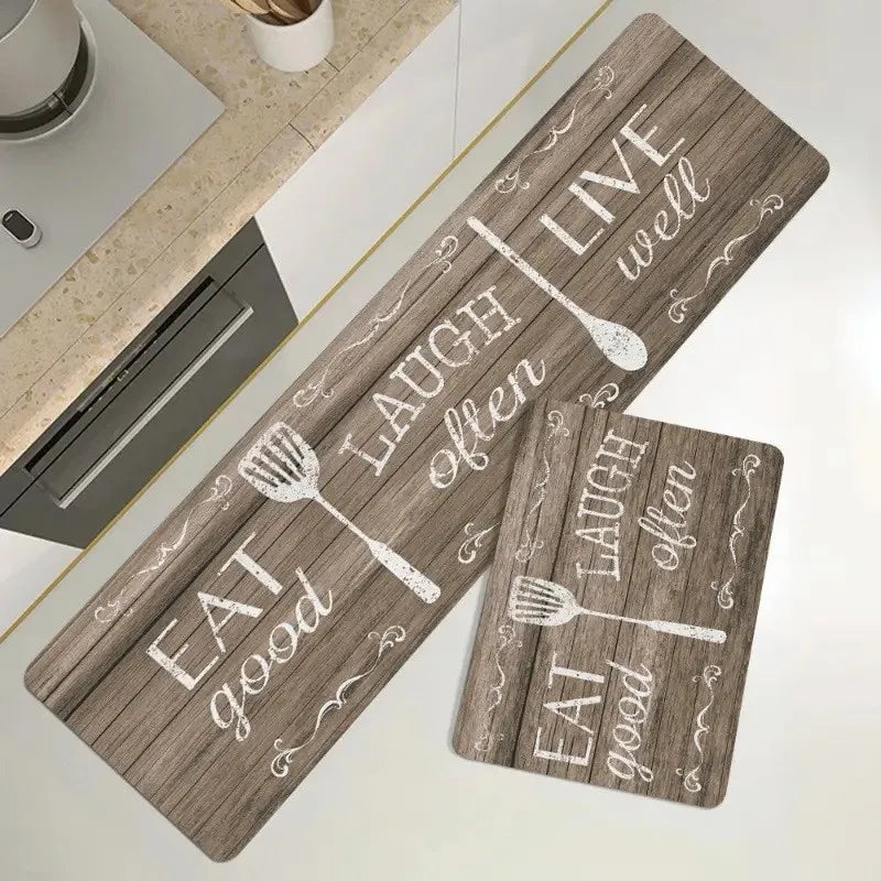 VIKAMA Cutlery Theme Kitchen Mat Washable Stain-Resistant Non-Slip Door Rug Home Decor