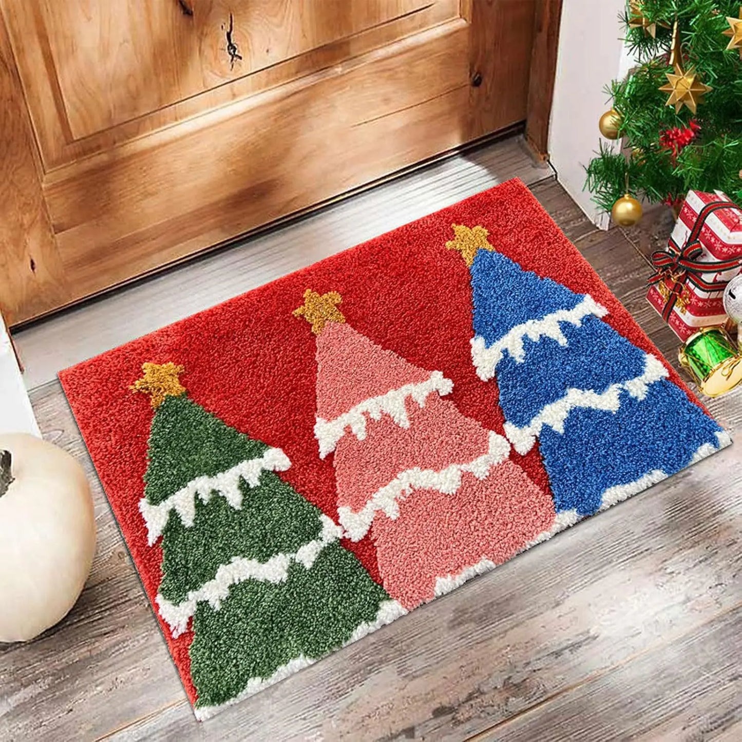 Christmas Door Mat Santa Claus Gingerbread Man Outdoor Indoor Non-Slip Holiday Rug Home Decor