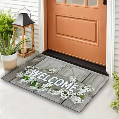 Floral bird welcome decorative door mat