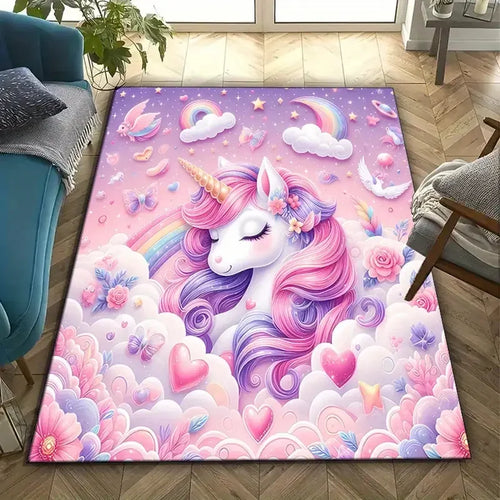VIKAMA Rainbow Unicorn Kids Room Rug