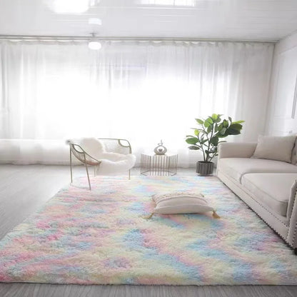 Large fluffy plush living room carpet