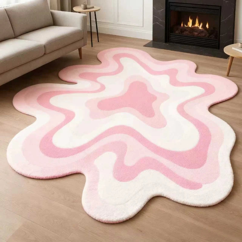 Dopamine Color Abstract Irregular Plush Area Rug