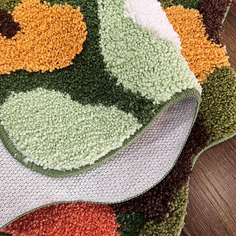 Green Moss Style Tufted Irregular Area Rug