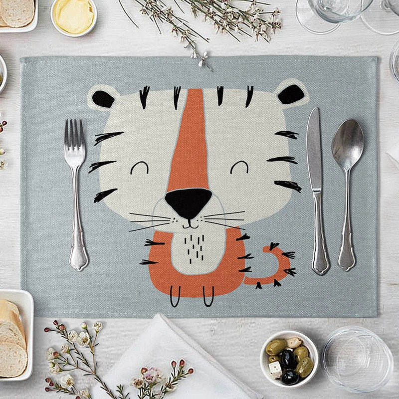 Cute Animal Cotton Linen Kids Placemat Set