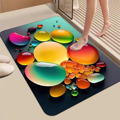 3D Stereoscopic Goose Door Mat Soft Stone Pattern Non-Slip Dirt-Resistant Rug Living Room Home Decor