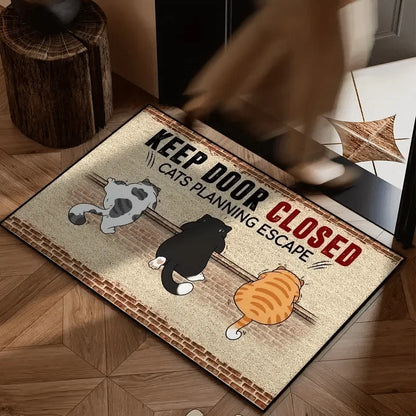VIKAMA Cartoon Cute Cat Floor Mat Non-Slip Bedroom Kitchen Entrance Welcome Mat