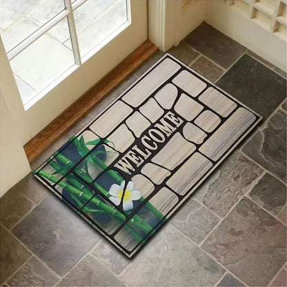 VIKAMA Stone Pattern Welcome Non-Slip Doormat