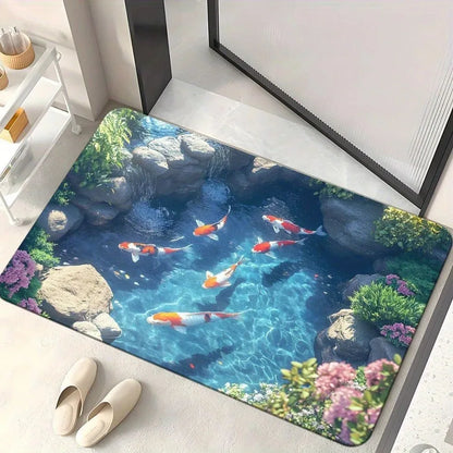 VIKAMA 3D Ocean Bathroom Non-Slip Washable Floor Mat